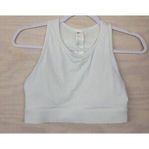 Fabletics Women's SZ S Sports Bra Athletic Tank Mesh Overlay Padded White